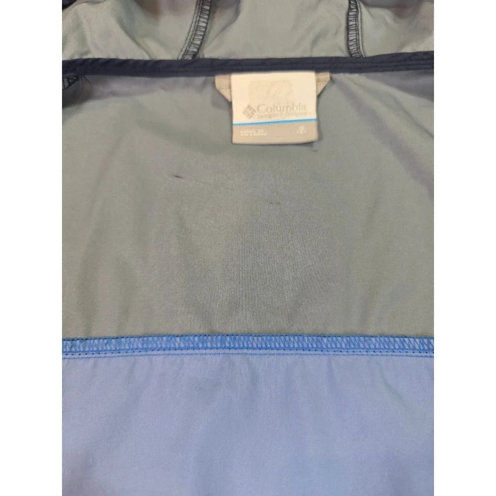 Columbia Kids Blue Colorblock Hooded Windbreaker Jacket Full Zip Size S 8
